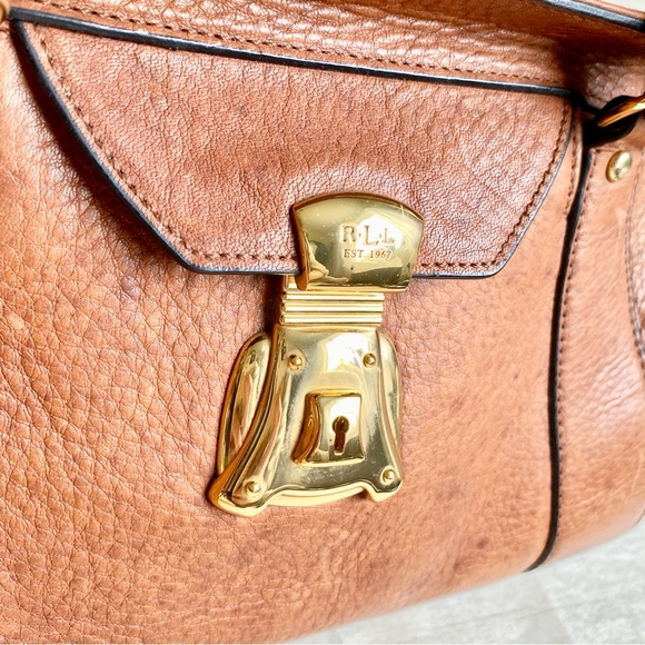 Vintage Ralph Lauren Caramel handbag old money gold hardware - Picture 2 of 14